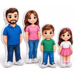 Regalo Familia en Tela Personalizada 4 Muñecos